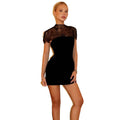 Amazon women's spring  new fashion design lace trim shawl bandeau bodycon dress