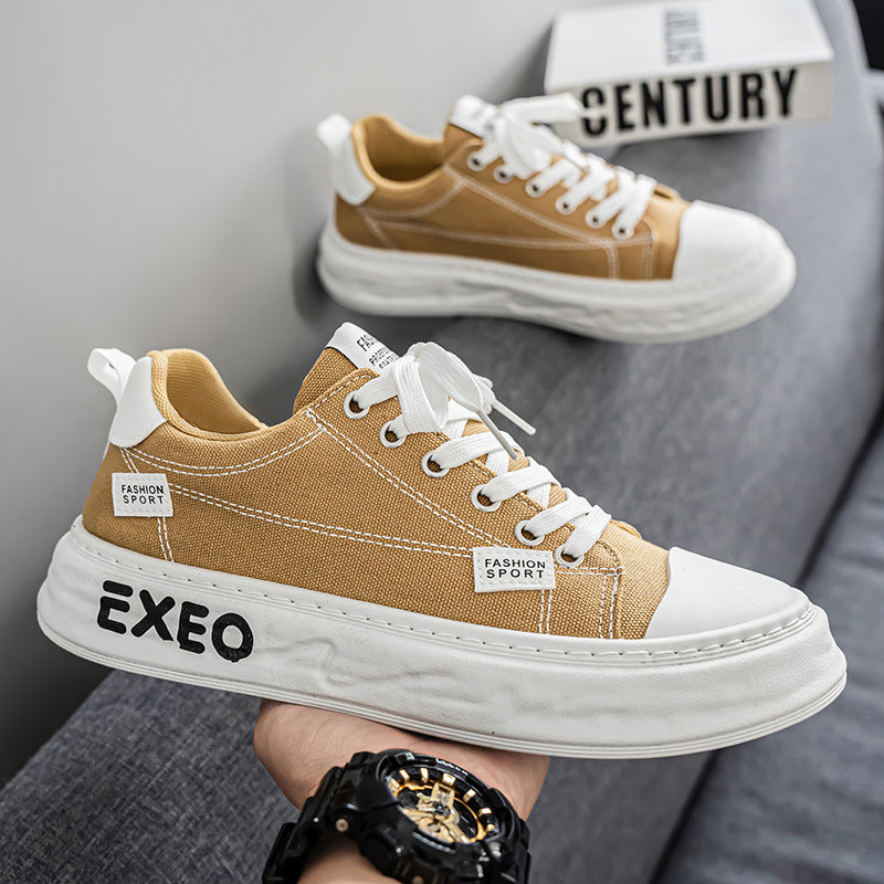 Canvas men's winter breathable casual low-top flat shoes - student trendy versatile athletic design niche canvas shoes