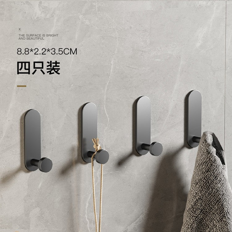 Gun gray punch-free hook, strong adhesive bathroom wall bathroom towel load-bearing adhesive hook, entrance door back hook