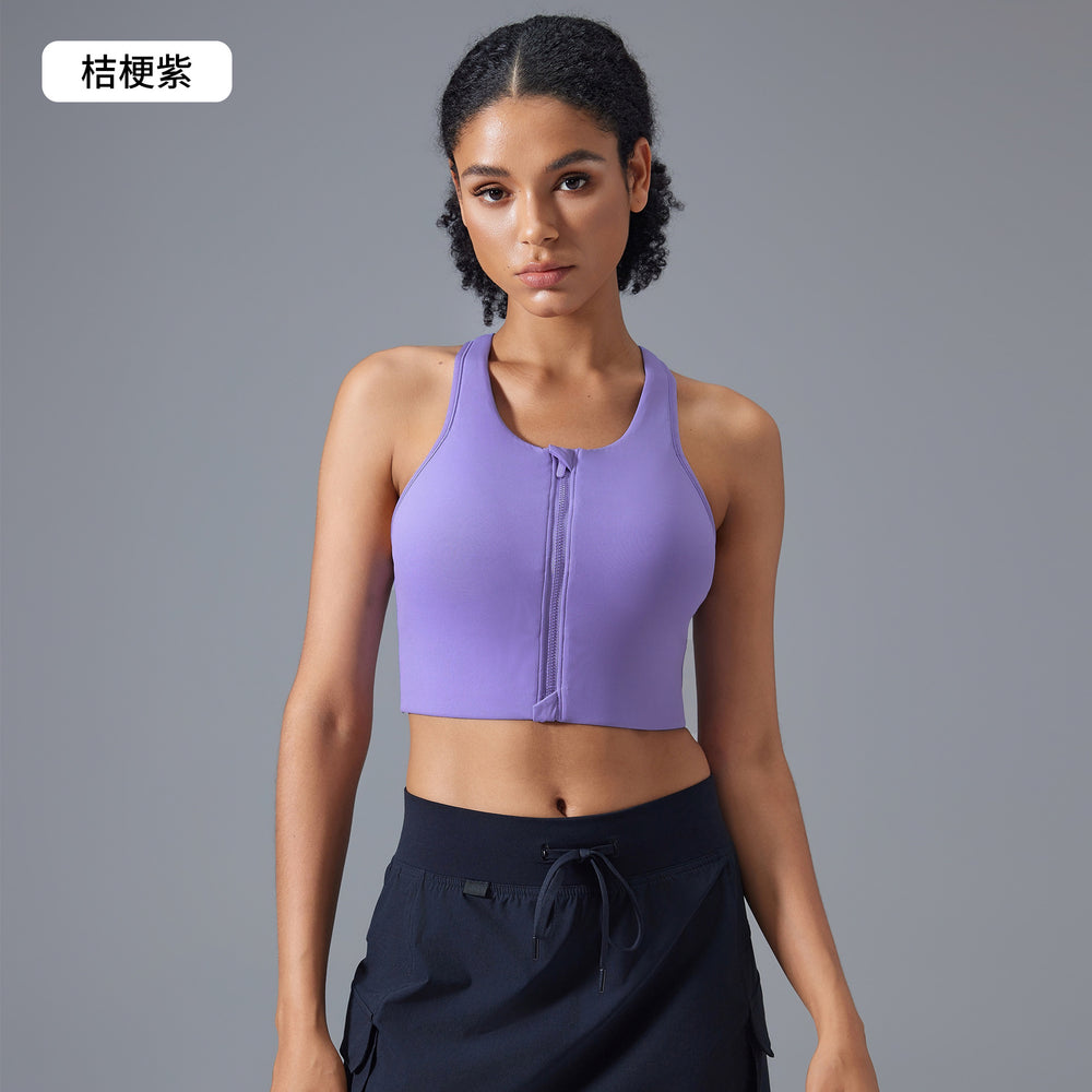 New front-zip closure, explosion-proof one-piece cup sports bra with adjustable straps - shockproof sports bra daw033
