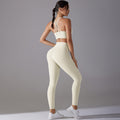European and american nude feel tight yoga suit cross back quick-drying sportswear high waist hip lifting running fitness suit