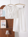 Children's clothing shein cross-border girl suitwhitetops+pantstwo-piece set