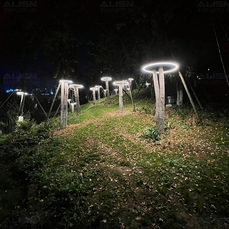 LED hanging tree circle light outdoor luminous ring geometric modeling light strip street lighting hanging tree decorative light