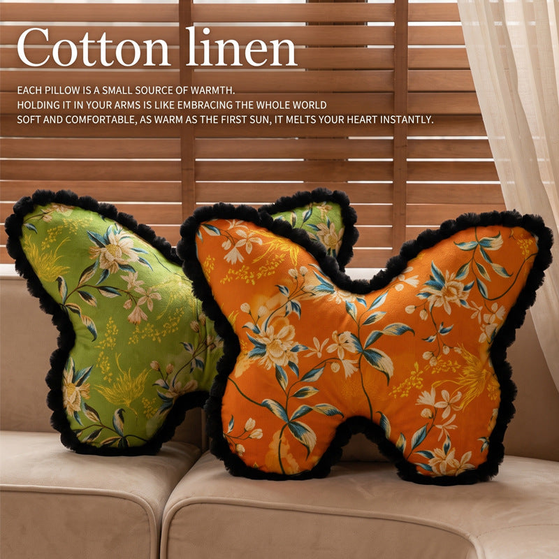 French-style thickened butterfly throw pillow - premium chair cushion, home sofa bed headrest, tatami floor mat