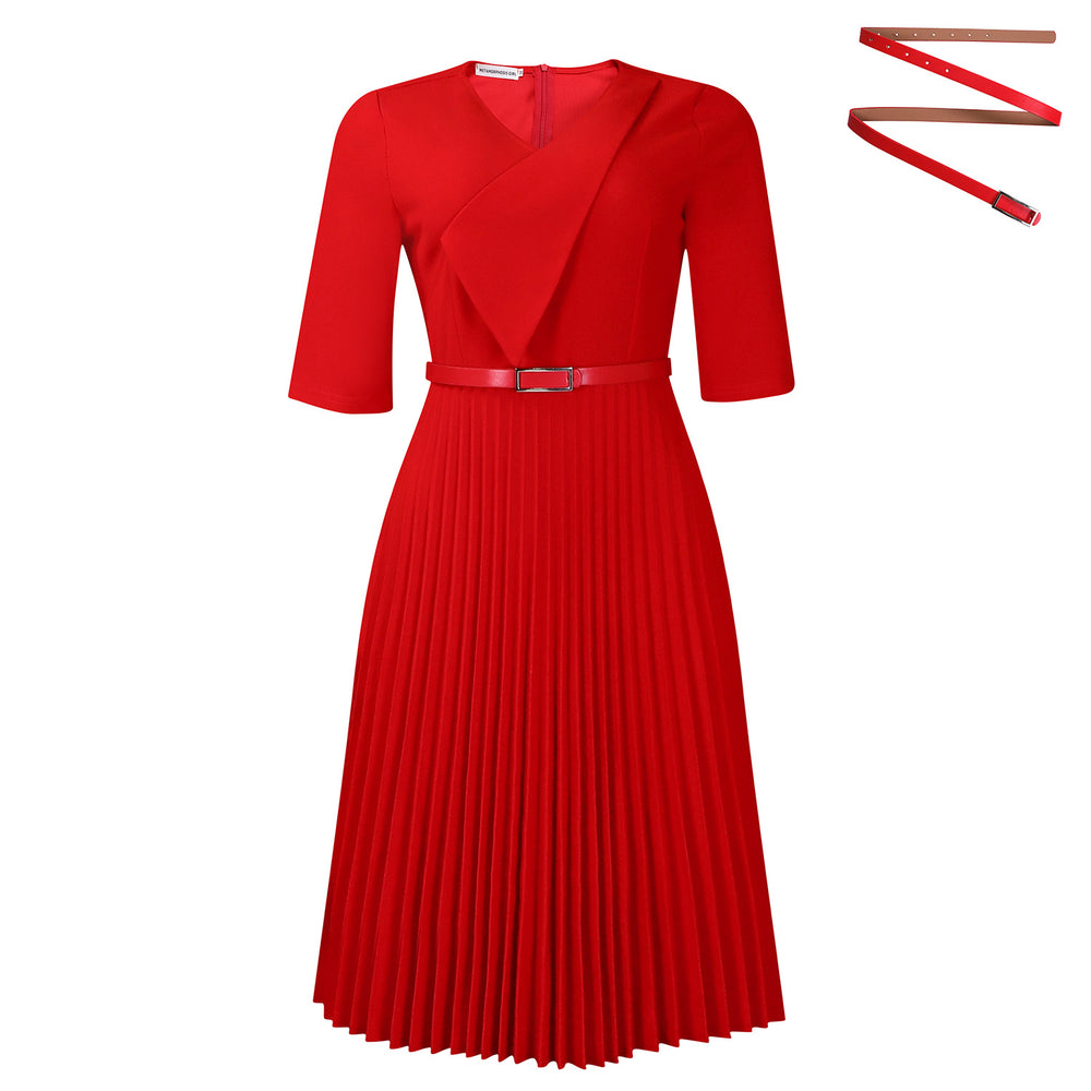 Q117  plus size women's clothing  summer new fashion solid color elegant v-neck pleated african dress