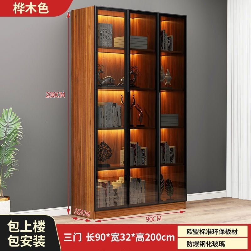 Casual glass door bookcase combination floor-standing display cabinet accessible luxury living room figure gundam storage wine cabinet