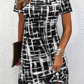 wholesale women's short-sleeved dresses, fashionable women's dresses for spring, summer, and autumn, new cross-border printed designs