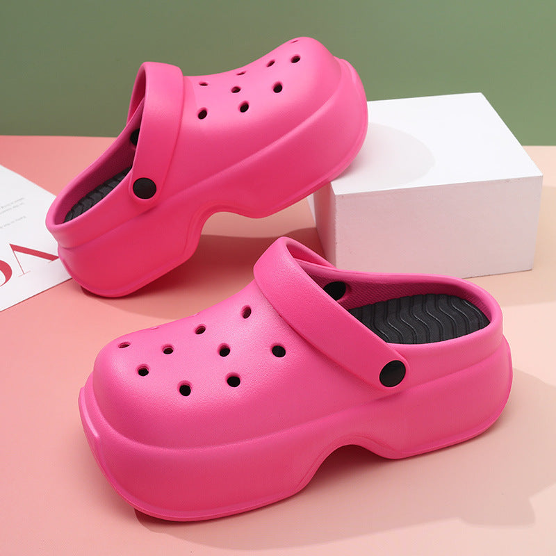 Thick sole crocs women's summer outwear 2026new arrivalnon-slip beach sandals show heightcute baotou slippers women