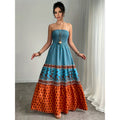 Aliexpress spring/summer new bohemian print beach dress, printed maxi dress