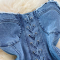 summer new arrival: tie-waist, slim-fit, backless, sleeveless, sexy & sweet spicy denim a-line dress for women