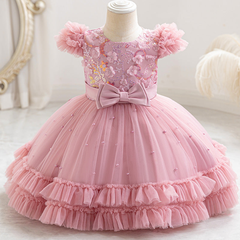 Wholesale new arrival baby girl kids dress sequin tutu princess dress first birthday dress kids dress