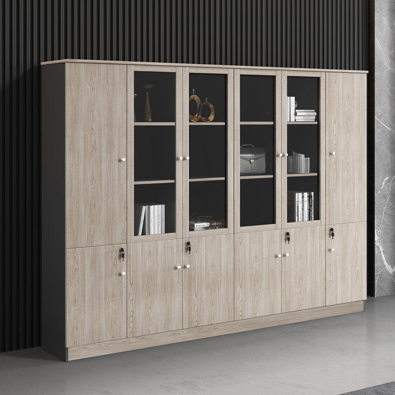 Wooden file cabinet storage cabinet floor standing tall cabinet office document cabinet financial lockable filing cabinet two doors