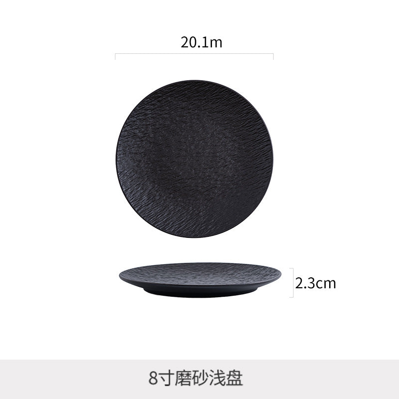 Nordic texture new hotel round plate retroclassy ceramic steak plate pasta plate for home vegetable plate