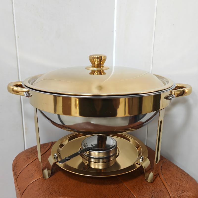 Stainless steel gold-plated mini buffet warmer set - hotel-grade alcohol-fired food warmer - cross-border supply