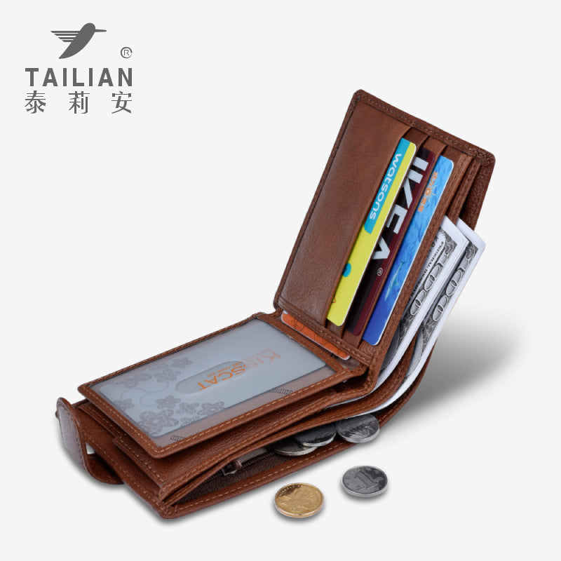 Cross-border new change men's leather wallet multi-functional loose money bag short wallet gift box wallet