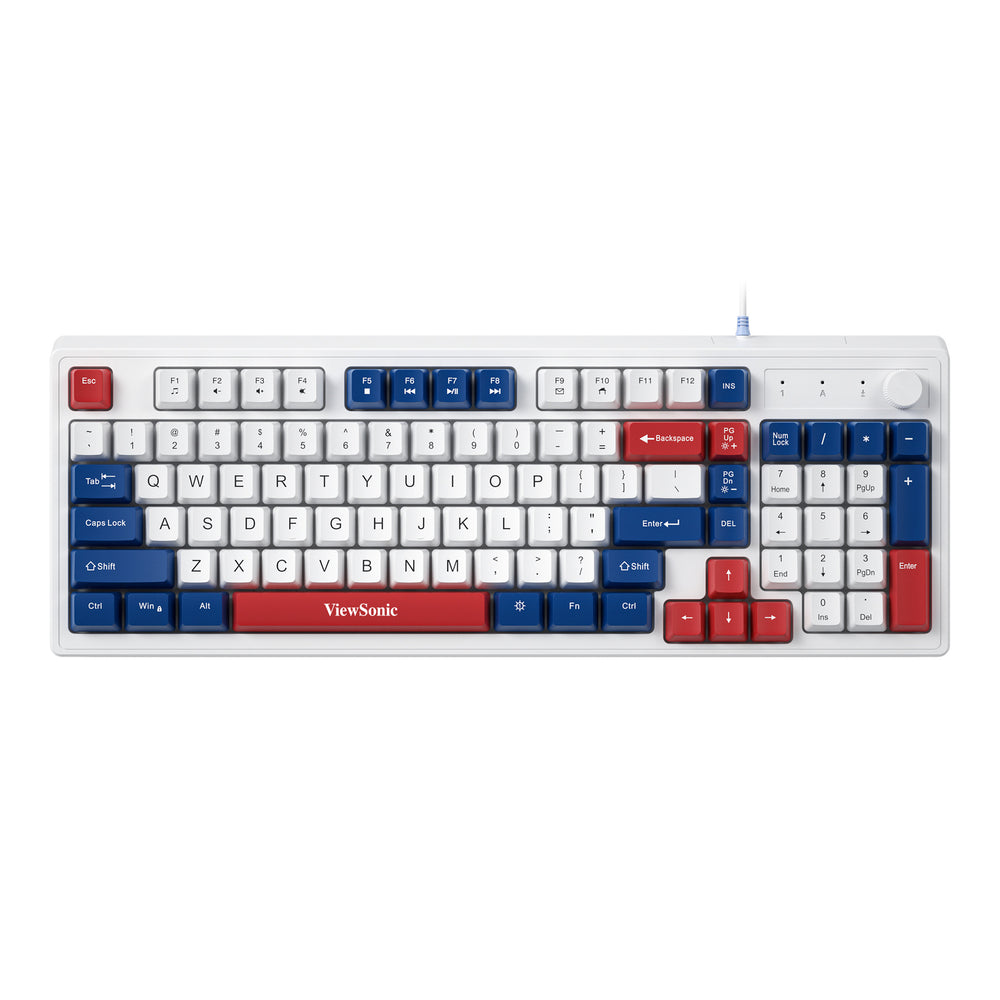 Viewsonic ku125 wired gaming keyboard - colorful backlit, mechanical feel, with knob - mechanical style