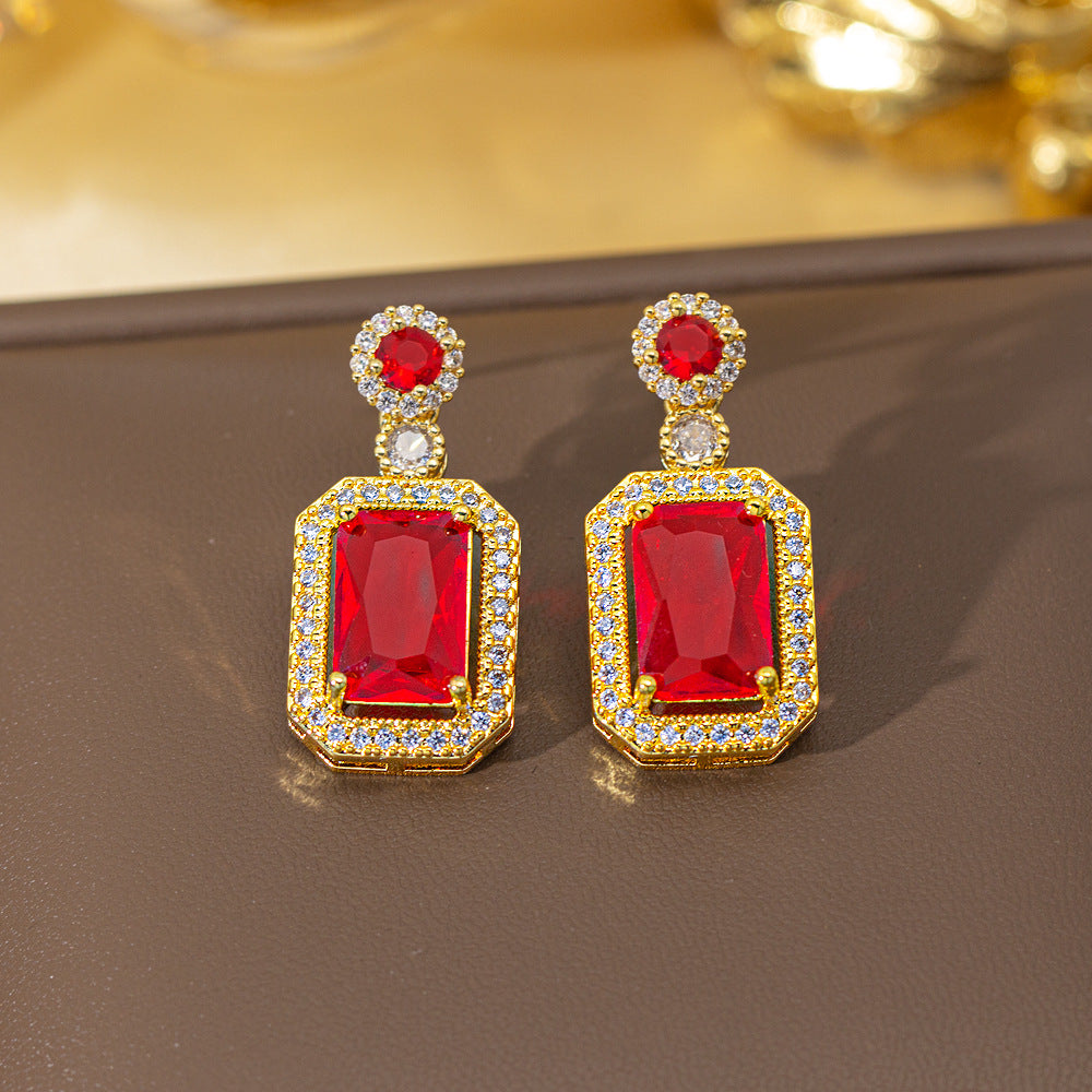 fashion elegant four-leaf clover earrings personalized zircon flower classy earrings niche styleaccessible luxurynew arrival earrings