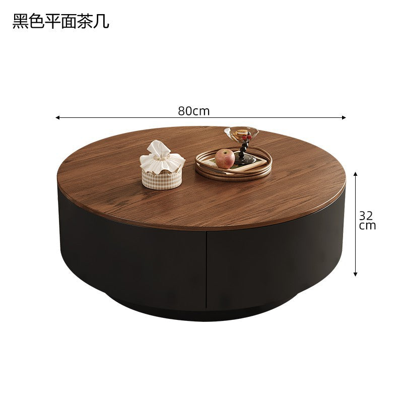 Minimalist mid-century modern round solid wood coffee table for home living room, light luxury small apartment, modern high-end creative combination