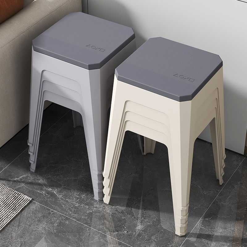 Popular new plastic stool, thickened and durable, square stool, minimalist design for home use, living room storage, shoe-changing stool, stackable for entryways
