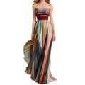 cross-border e-commerce women's fashion: european and american summer new arrivals - sexy bandeau printed colorful maxi dress/gown