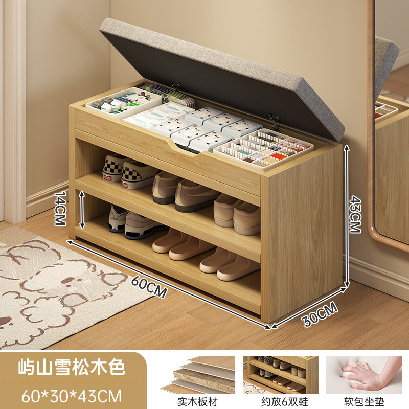 At the beginning of one piece, the shoe change stool is at the door of the household, the shoe rack can be seated at the door, the shoe cabinet is integrated with the stool, the entrance cabinet, and the storage cabinet.