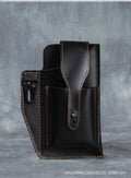 Vertical mobile phone waist bag men's men's belt crazy horse cowhide genuine leather retro leather case waist portable mobile phone bag