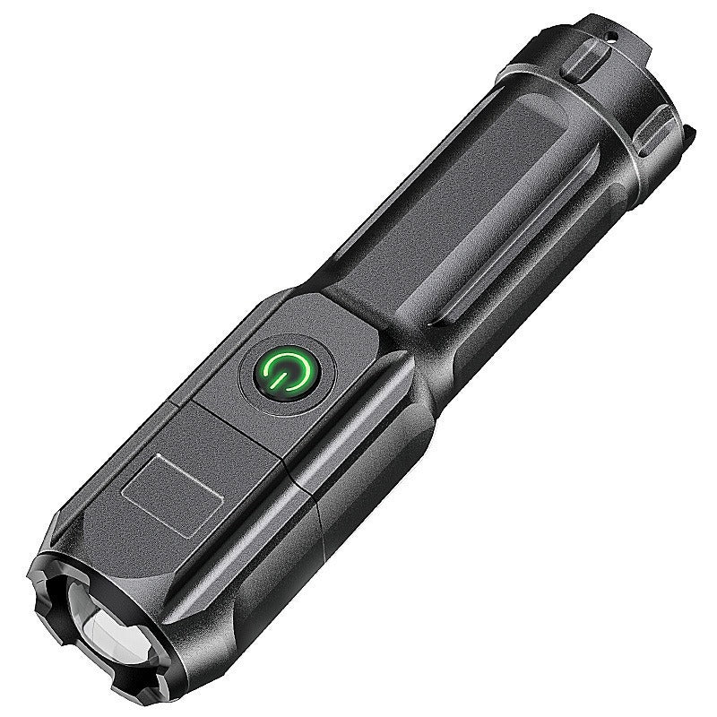 LED flashlight is convenient for charging, remote shooting ABS strong light focusing, outdoor mini multi-function zoom flashlight