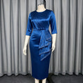 elegance round neck medium long sleeve dress beading rufflesilm hip party evening dress dress
