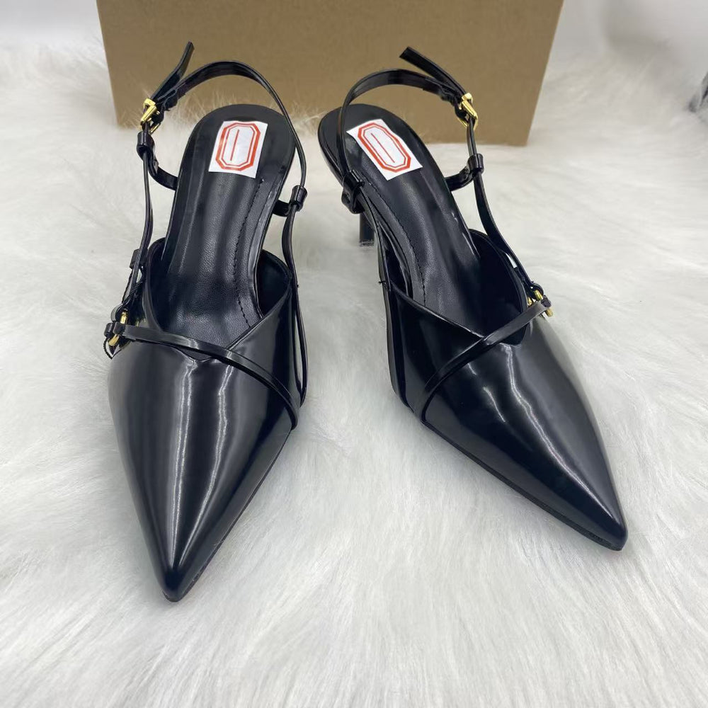Za high heels for women spring summer 2025 new arrival baotou fashion sandals stiletto belt buckle pointed toe back hollow flats