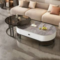 Slate oval coffee table for home living roomaccessible luxury moderncasual small apartment tea table 2024new arrival combination