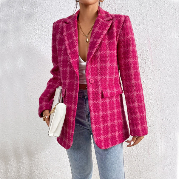 Ruihu European and American temperament plaid jacket 2025 autumn and winter    cardigan jacket medium and long women