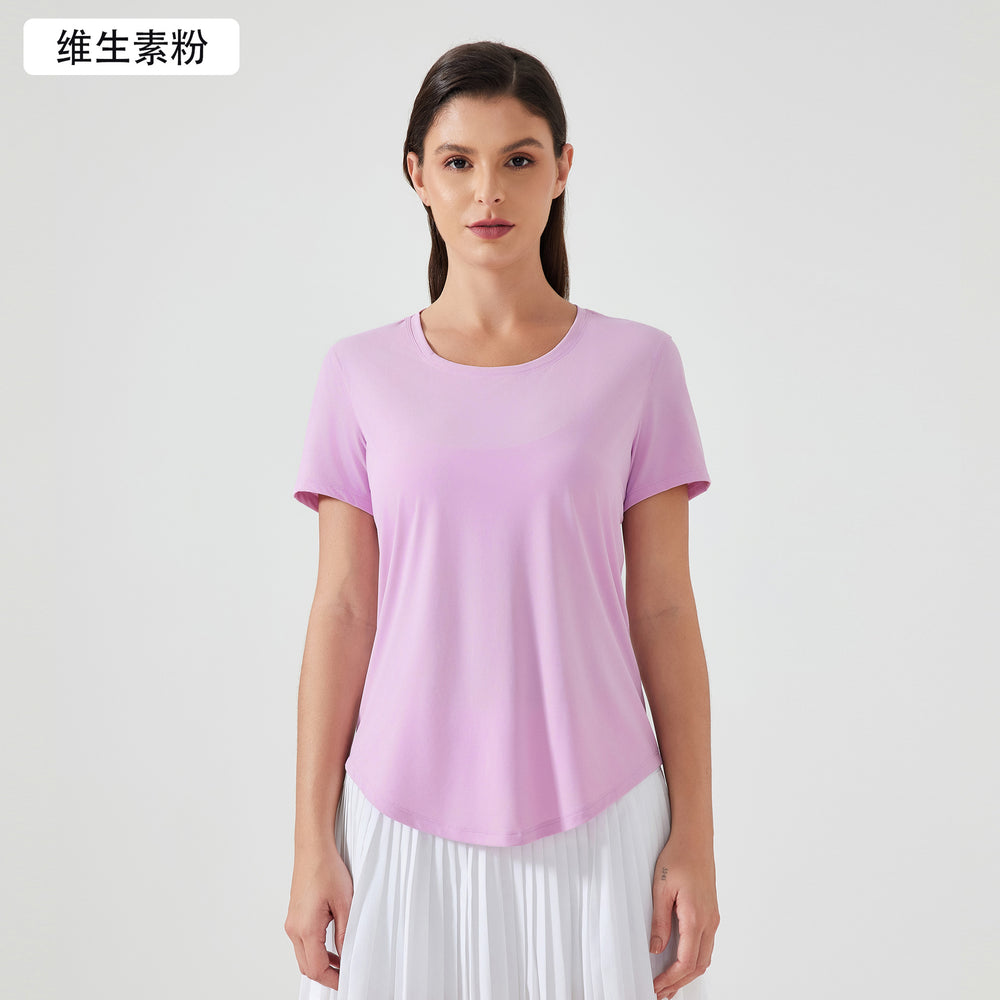 New lightweight, breathable, quick-dry, loose-fit activewear top - versatile, slimming, and figure-flattering short-sleeve yoga shirt d25017