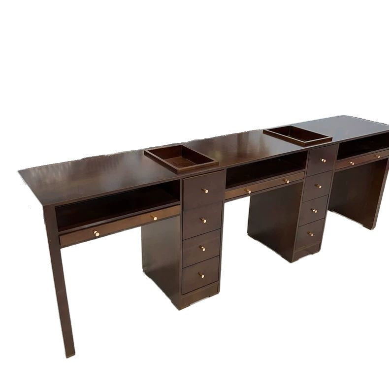 Black walnut retro style manicure table workbench with drawers cabinet multi-functional manicure table and chair set vintage