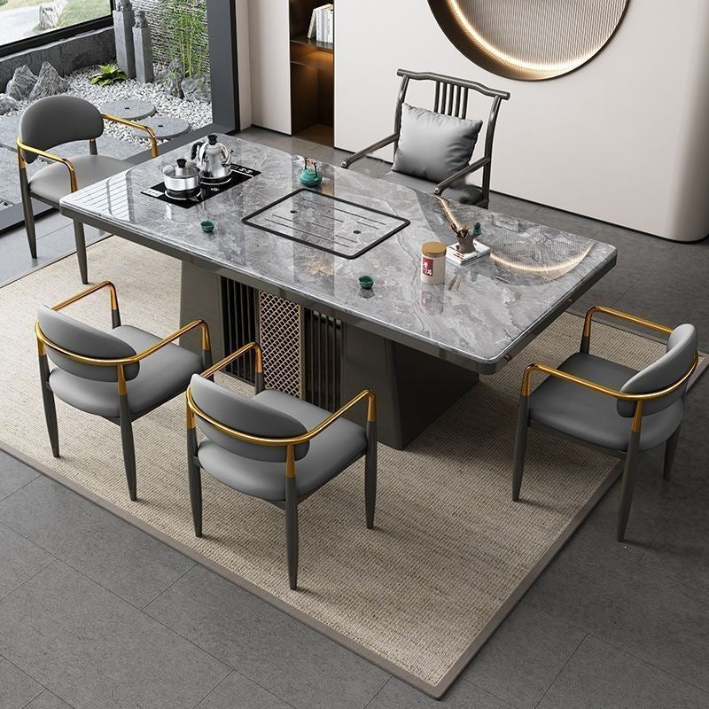 Modern rock slab tea table and chair set - ideal for home, balcony, living room, office, or kung fu tea - complete all-in-one set