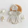 Newborn baby summer romper dress - baby girl short sleeve lace outfit - 100-day celebration dress - princess style outerwear - crawling suit - trendy