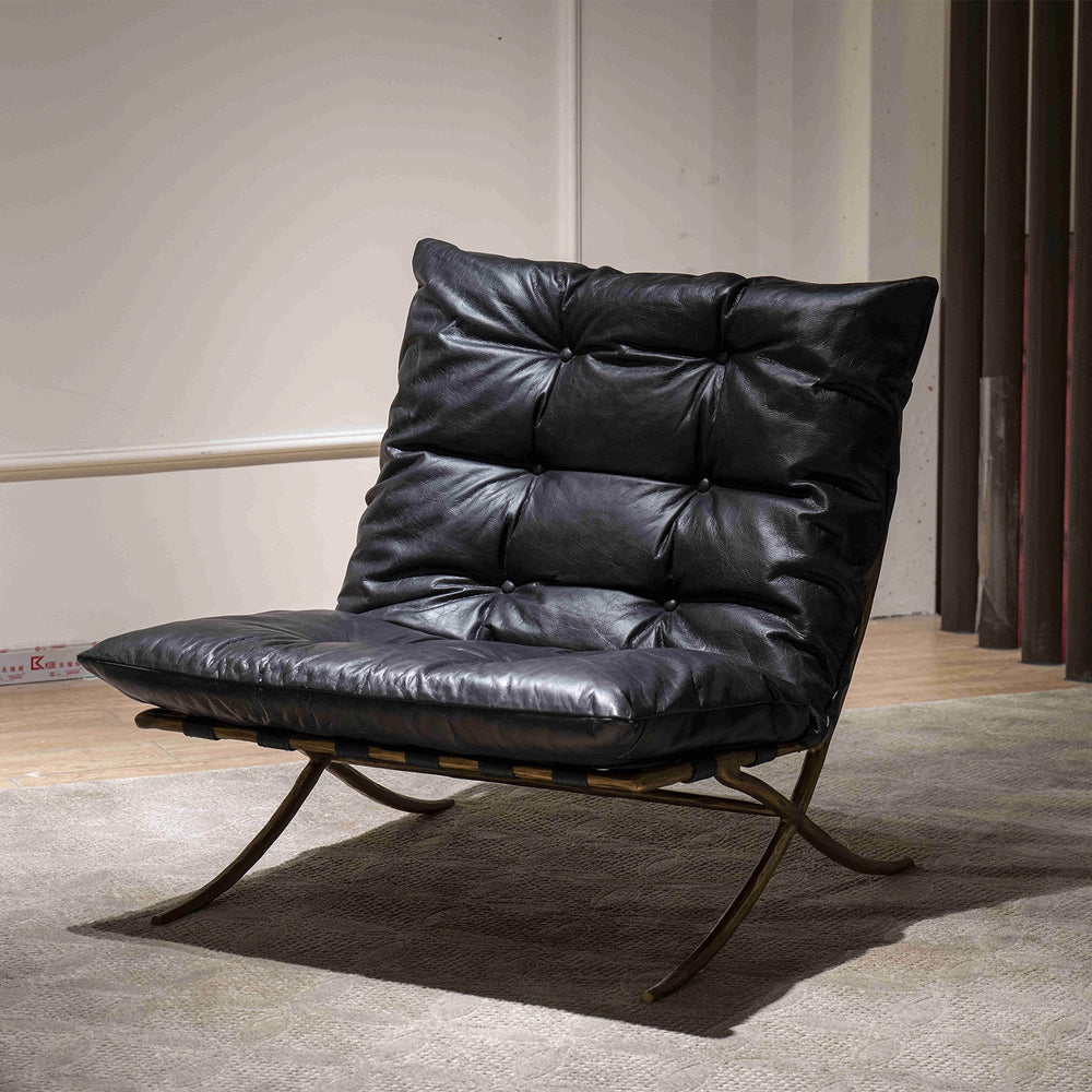 Barcelona chair - vintage style living room hotel sofa recliner - retro designer cigar chair - ohm single chair