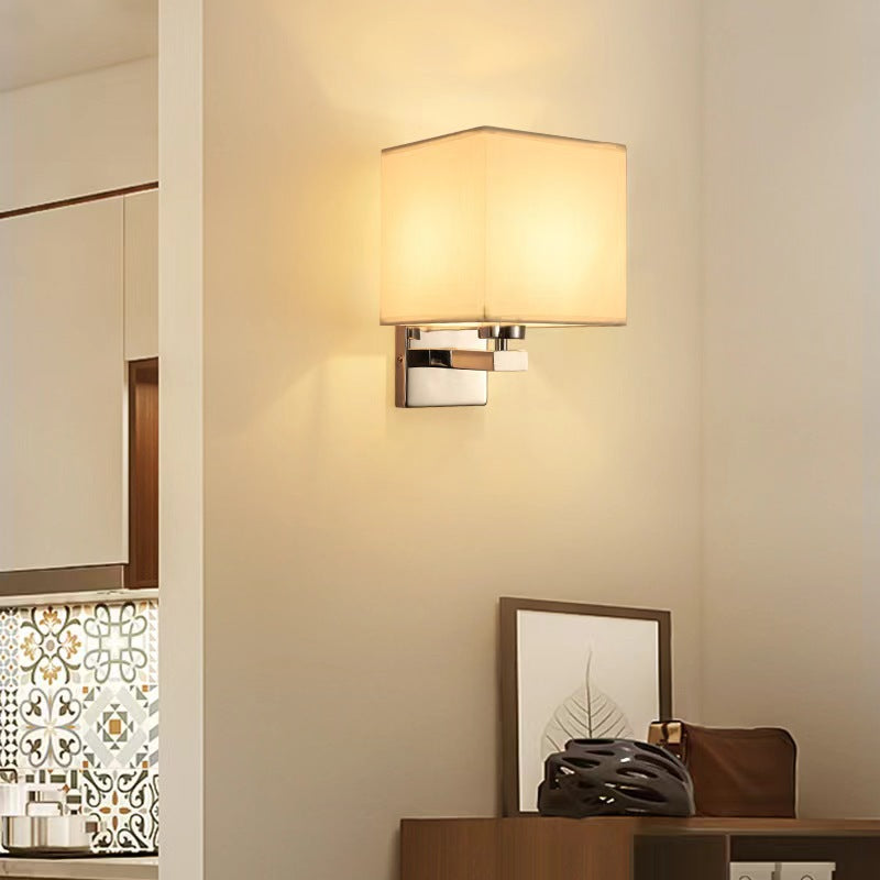 Custom hotel guest room aisle wall lamp - modern minimalist background wall bedroom bedside silver wall sconce