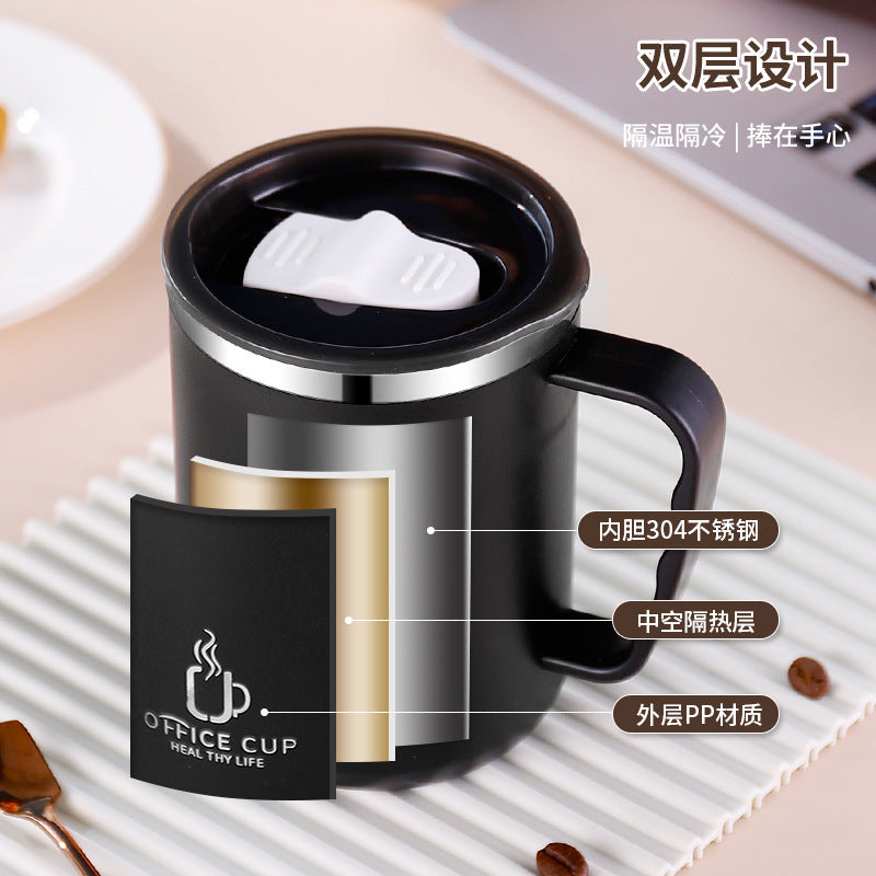 304 stainless steel mug double layer inshousehold cup creative tea cup office office workers coffee drinking cup gift
