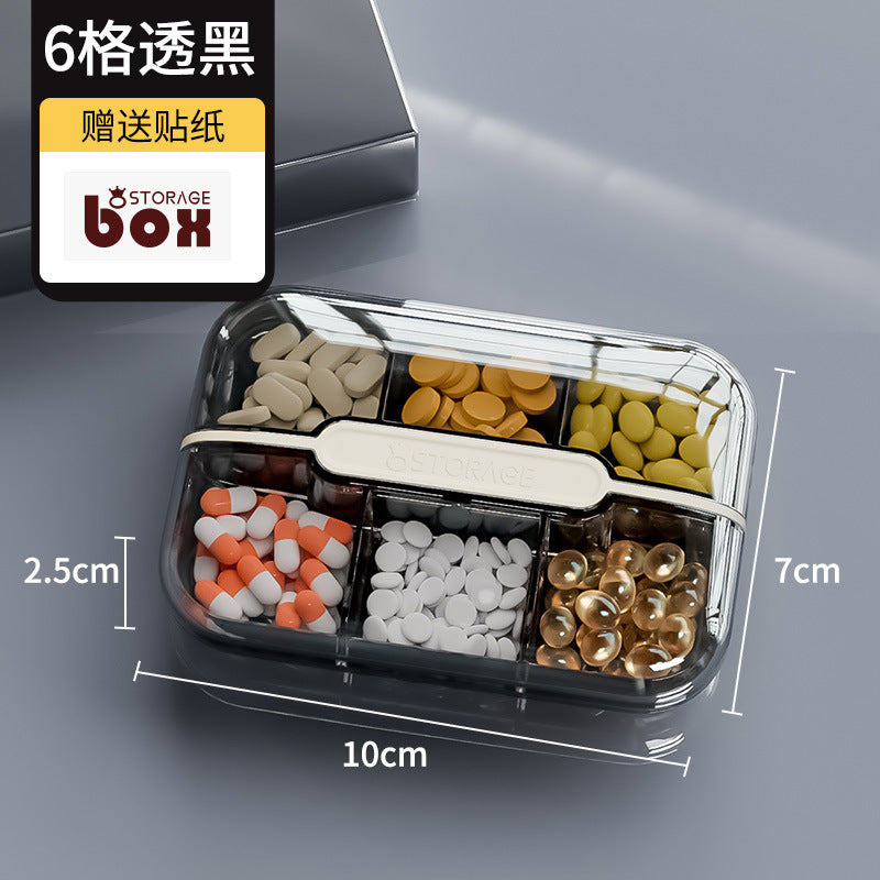Medicine box, portable portable medicine dispensing box seven days a week, three meals a day dispenser, large-capacity tablet storage box