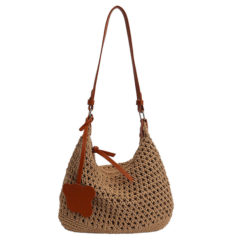 2026 new cross-border summer woven bag women's trendy fashionable literary tote bag large capacity shoulder bag