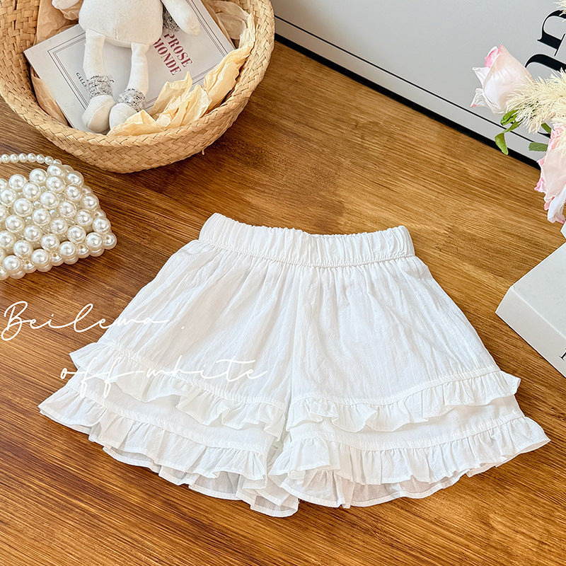 Girls' summer new korean style pink plaid shorts set - stylish and trendy baby girl outfit, kids' clothing, fashionable children's wear