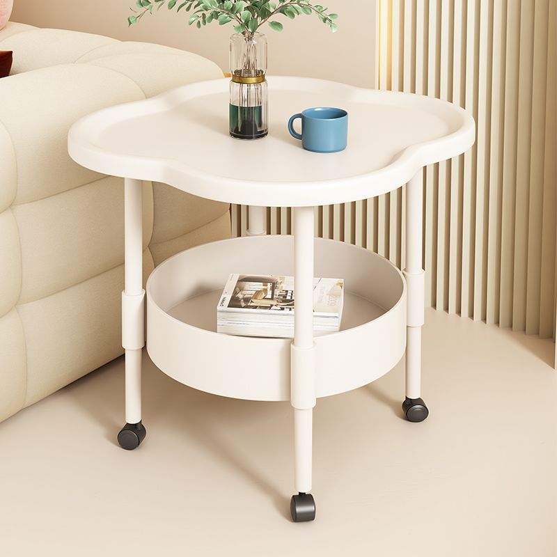 Cream style side table movable bedroom bedside table storage rack for home living room round table creative coffee table sofa side cabinet