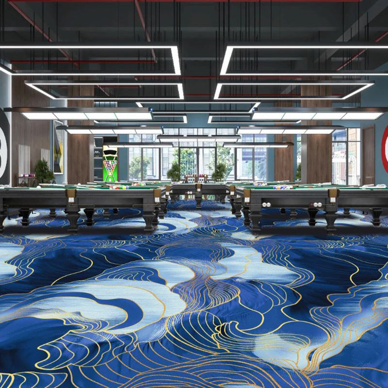 Custom billiard hall carpet - full coverage, printed design, large area, hotel & commercial billiard room nylon fire-retardant b1 carpet