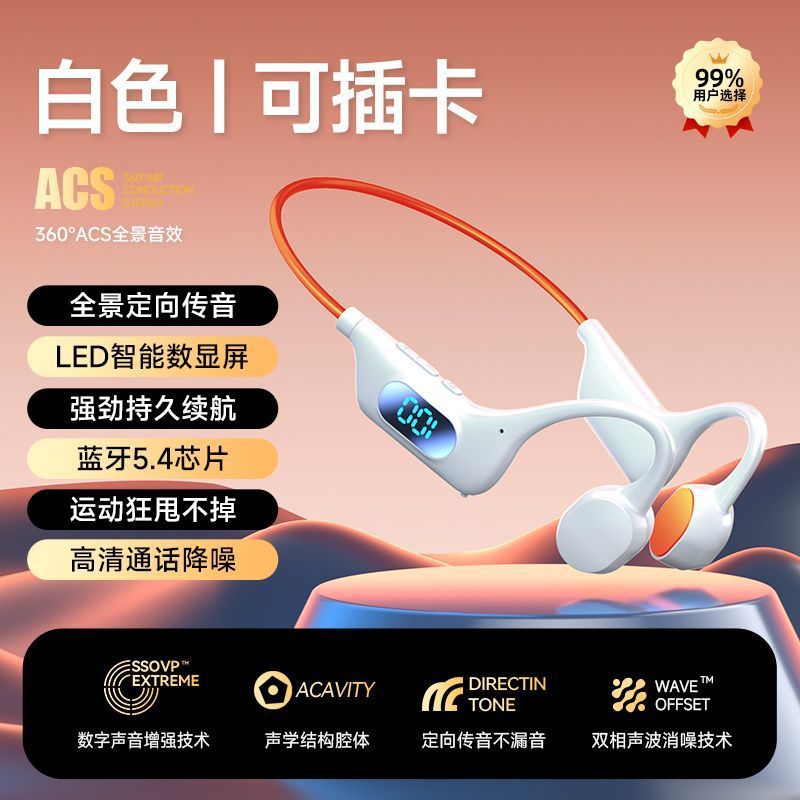 Wireless bone conduction bluetooth headphones, non-in-ear, long battery life, universal sports, semi-in-ear