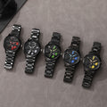 New hollow-out creative tech men's steel band watch with rotating bezel - quartz watch for cross-border e-commerce