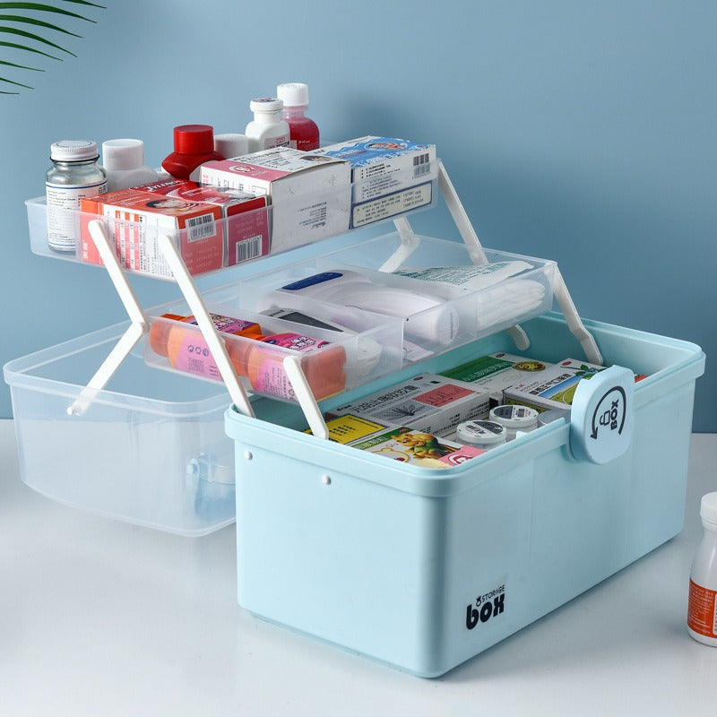 Household medical box Multi-layer portable large-capacity medical emergency standing medicine small medicine box Household medicine storage box