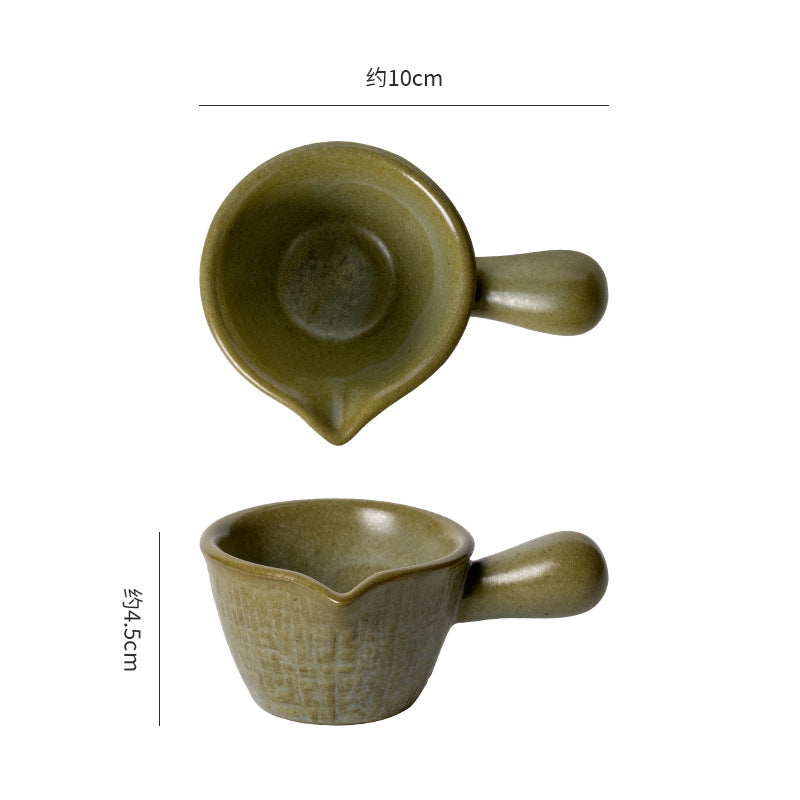 Retro ceramic stylish handle seasoning small milk dish dipping small milk cup sauce steak dessert sauce dessert dish