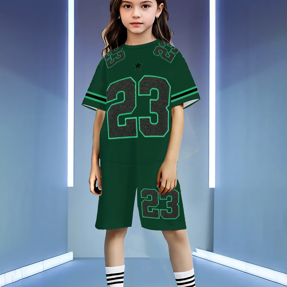 wholesale girls' short-sleeve and shorts sets, fashionable spring, summer, and autumn outfits for girls