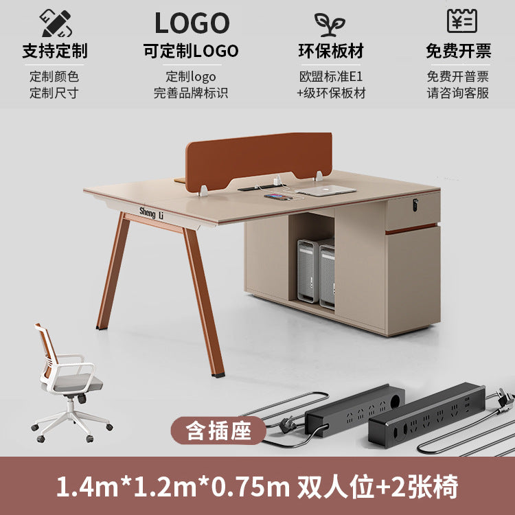 Office desk and chair set - 4/6 seater minimalist modern office table with partition workstation computer desk booth