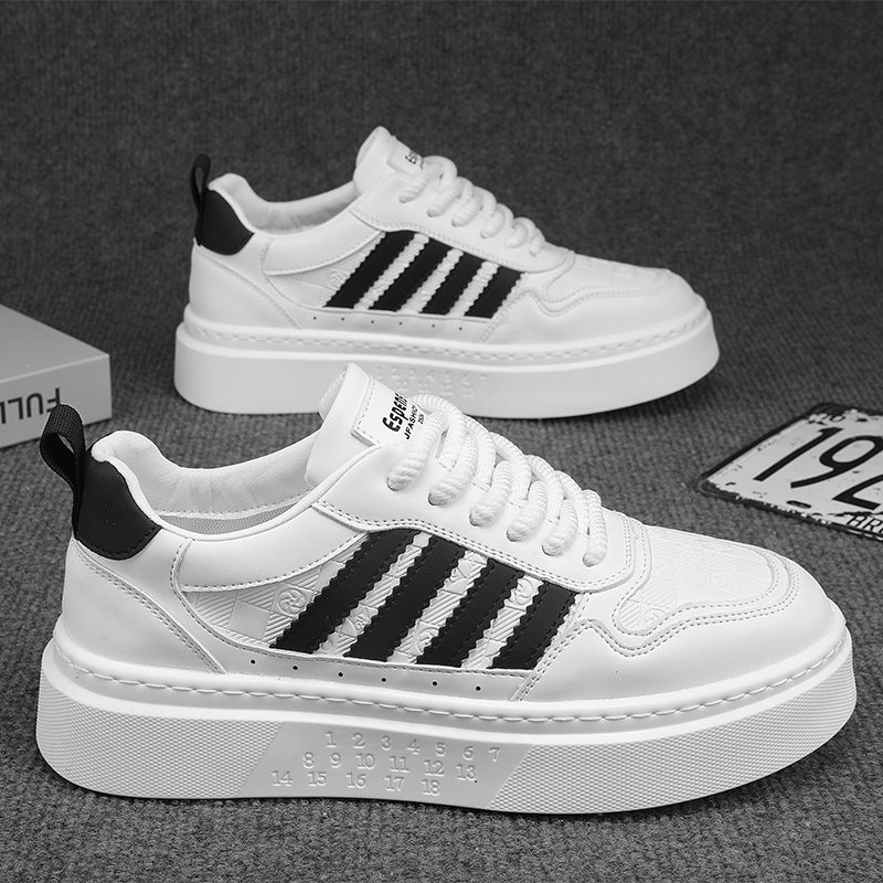 Men's white sneakers: spring breathable, trendy, casual, versatile, new 2026 height-increasing athletic skate shoes for students